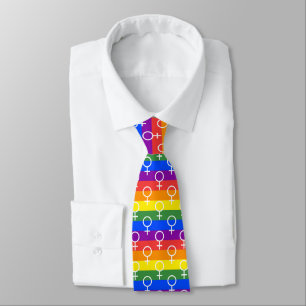 Female Symbol Rainbow Pattern Tie
