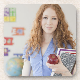 Female teacher at school coaster