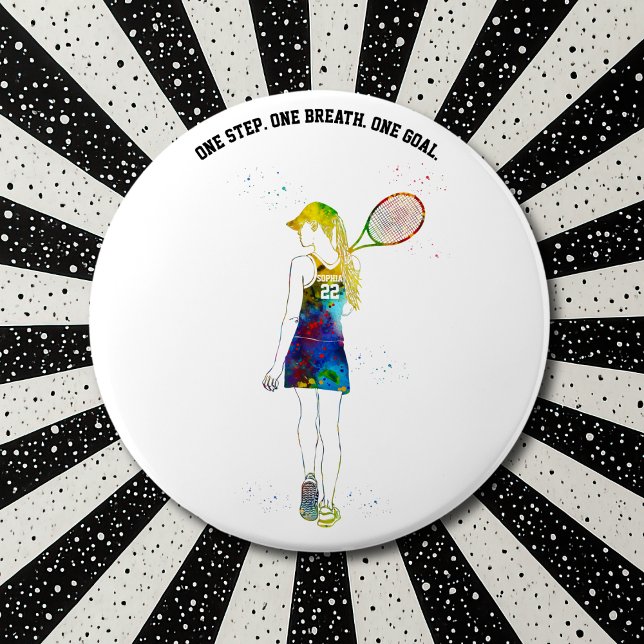 Female Tennis Player 6 Inch Round Button (Creator Uploaded)