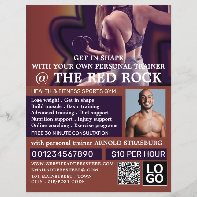 Female Trainer, Personal trainer, Gym Advertising Flyer (Front)