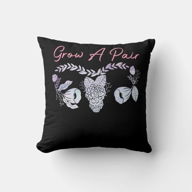 Female Uterus Grow A Pair Flower Ovary Feminist Throw Pillow (Front)