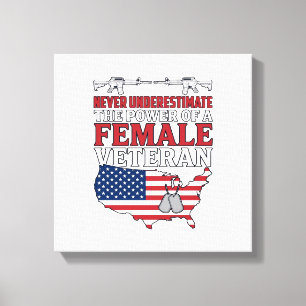 Female Veteran Power Patriotic Vintage Shirt Desig Canvas Print