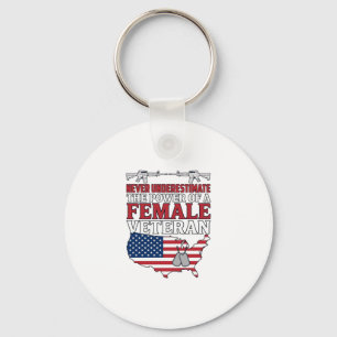 Female Veteran Power Patriotic Vintage Shirt Desig Keychain