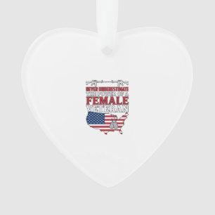 Female Veteran Power Patriotic Vintage Shirt Desig Ornament