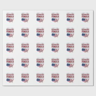 Female Veteran Power Patriotic Vintage Shirt Desig Wrapping Paper