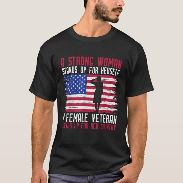 Female Veteran USA T Shirt (Front)