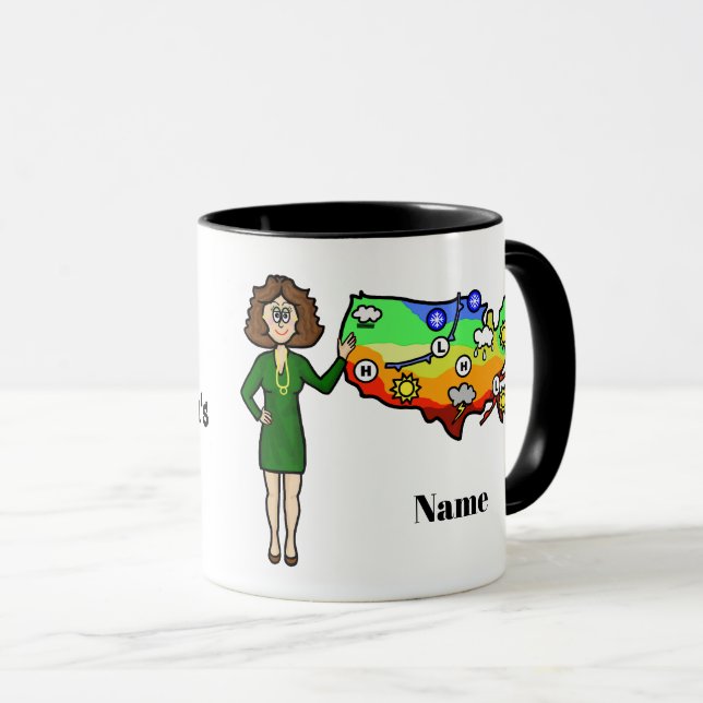 Female Weatherperson's Day Mug with Name (Front Right)
