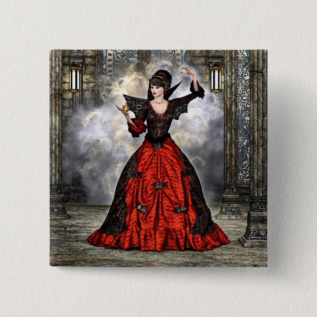 Female Wizard 2 Inch Square Button (Front)