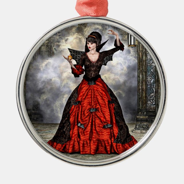 Female Wizard Metal Ornament (Front)