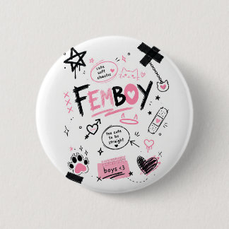 Femboy Aesthetic Cute Soft Chaotic Doodle 2 Inch Round Button