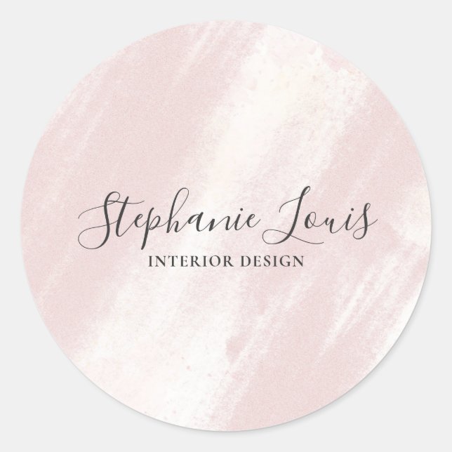 Feminine Abstract Blush Pink Beauty Boho Classic Round Sticker (Front)