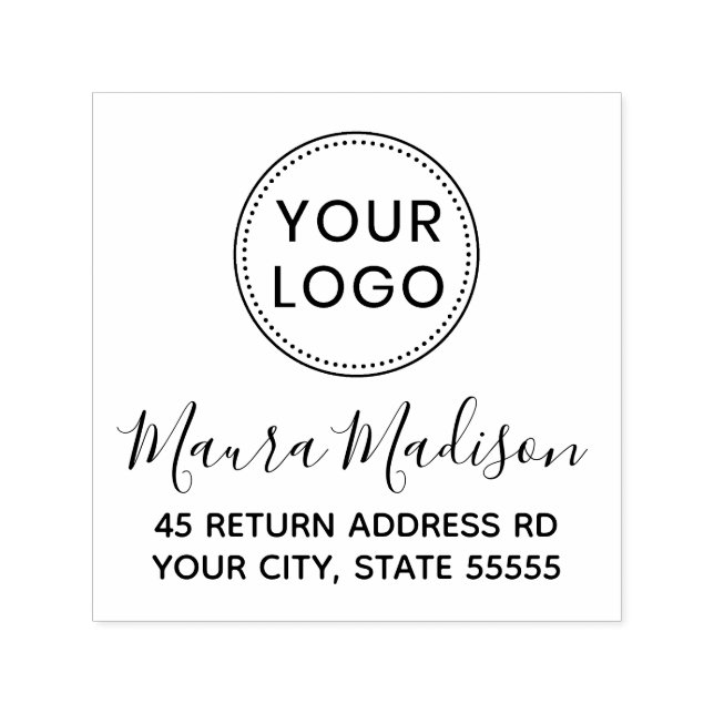 Feminine add your own logo custom address or text self-inking stamp (Design)