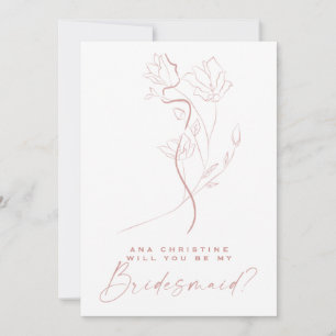 Feminine Art Blush Pink Flower Bridesmaid Proposal Invitation