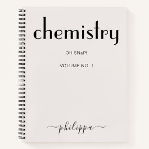 Feminine Beige Black Personalized Chemist Notebook