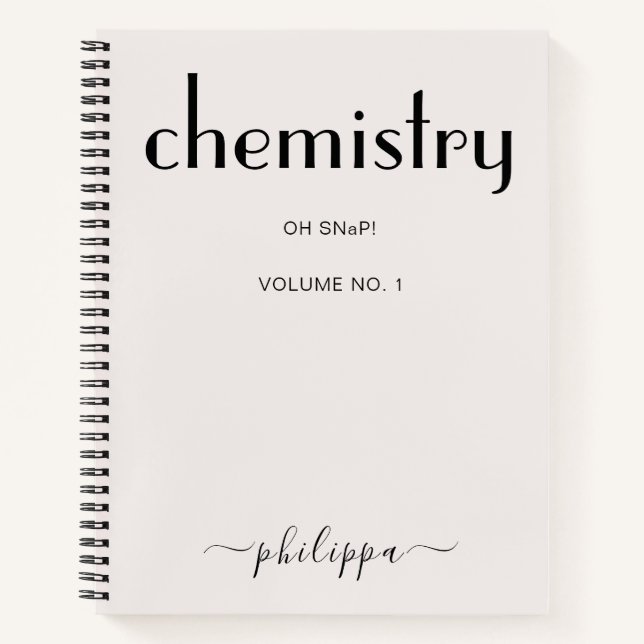 Feminine Beige Black Personalized Chemist Notebook (Front)
