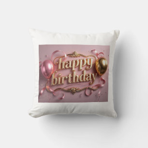 Feminine birthday luxurious elegant extravagant throw pillow