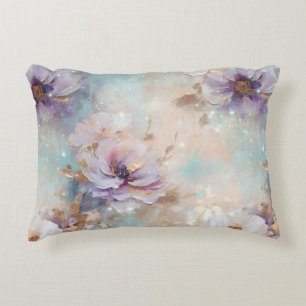 Feminine Blue White Lavender Flowers Accent Pillow