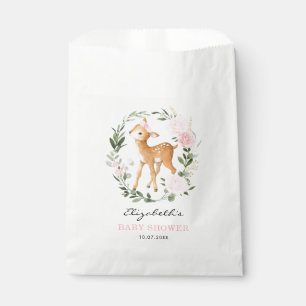 Feminine Blush Floral Woodland Deer Baby Shower Favour Bag
