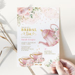 Feminine Blush Gold Floral Bridal Shower Tea Party Invitation<br><div class="desc">Tea party themed bridal shower invite. Click the "customize further" button if you wish to re-arrange and format the style and placement of the text. Comes with a matching floral pattern backside.</div>