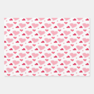 Feminine Blush Pink and White Watercolor hearts   Wrapping Paper Sheet