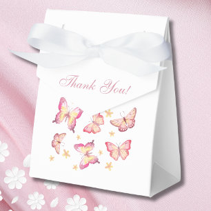 Feminine Blush Pink Butterfly Baby Girl Shower Favor Box