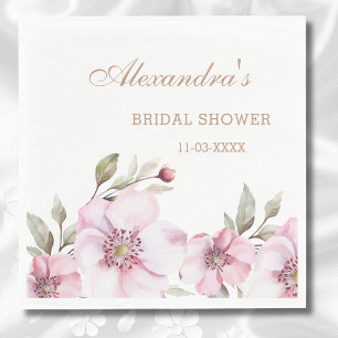 Feminine Blush Pink Floral Roses Bridal Shower Napkin