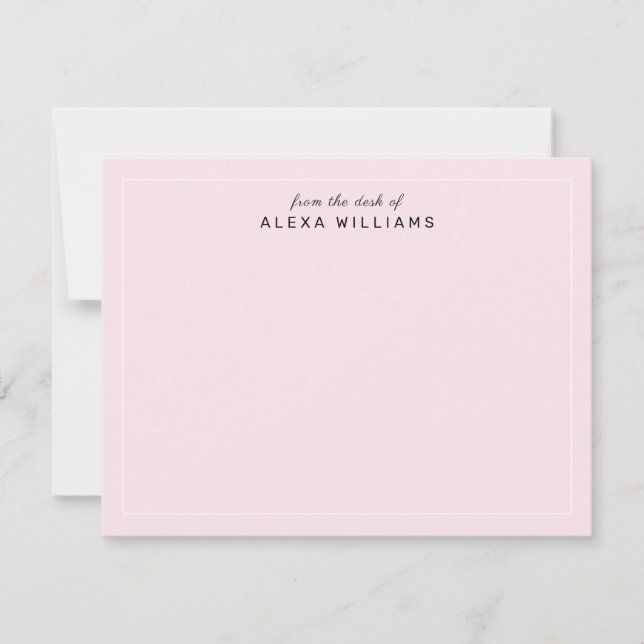 Feminine Blush Pink From the Desk of Script Name Card (Front)