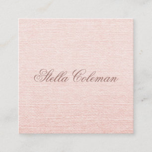 Feminine blush pink minimalist linen professional square business card