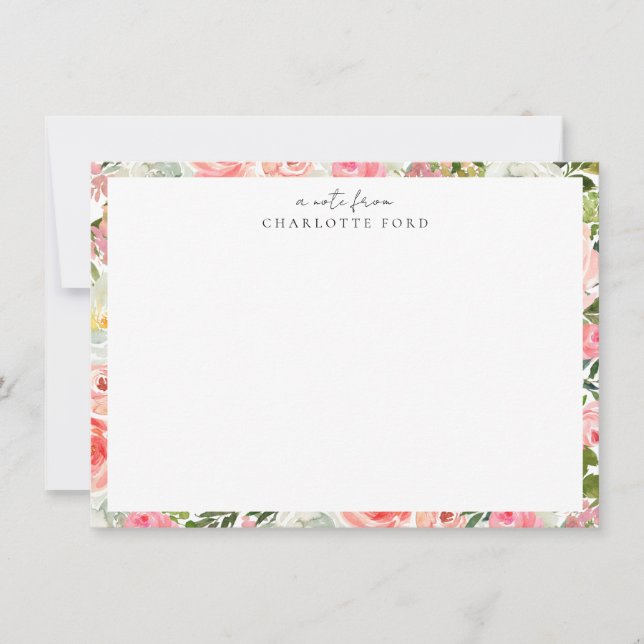 Feminine Blush Pink White Girly Botanical Floral Card (Front)
