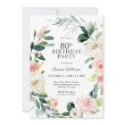 Feminine Blush Rose Floral 80th Birthday Party