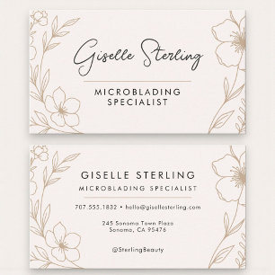 Feminine Botanical Beauty Microblading Business Card