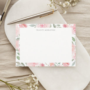 Feminine Botanical Blush Pink Roses Floral Card