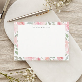 Feminine Botanical Blush Pink Roses Floral Card