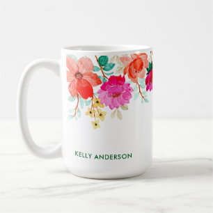 Feminine Botanical Trendy Floral Pattern Decal Coffee Mug