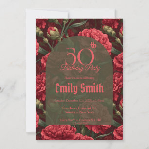 Feminine Carnation Charm First Birthday Gift Invitation
