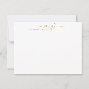 Feminine Chic Elegant Heart Script 2 Monogram Gold Card