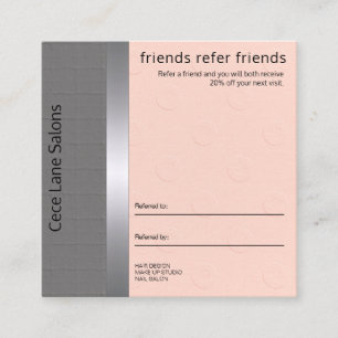 Feminine & Chic   Peach & Grey Referral Card