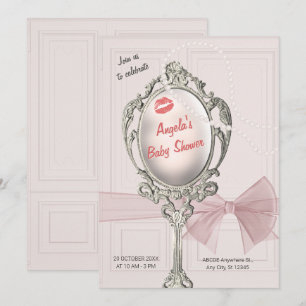 Feminine classic vintage baby shower invitation