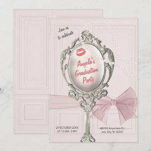 Feminine classic vintage graduation invitation