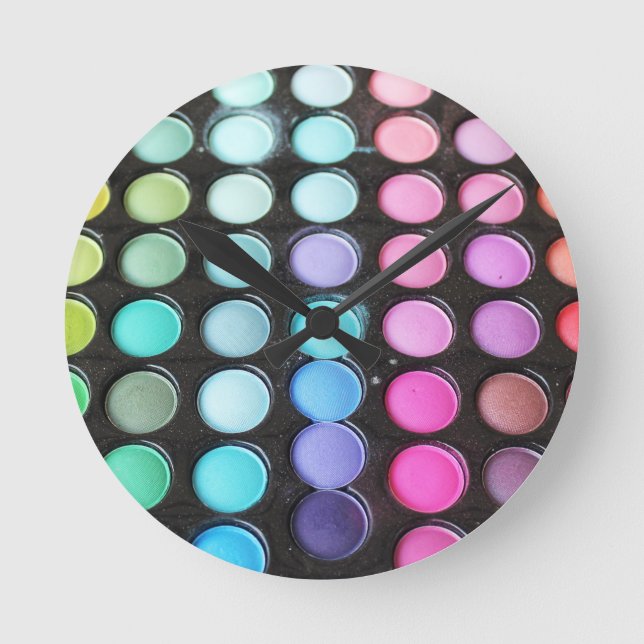 Feminine Colourful Makeup Artist Round Clock (Front)