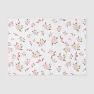 Feminine Coquette Aesthetic Floral Pink Ribbon Tissue Paper