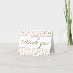 Feminine Coquette Vintage Floral Birthday Party Thank You Card
