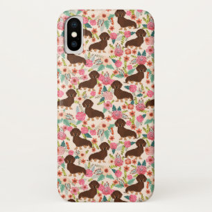 Feminine Dachshund vintage floral pattern Case-Mate iPhone Case