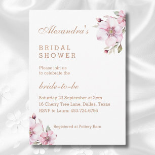 Feminine Dusty Pink Roses Floral Bridal Shower Invitation