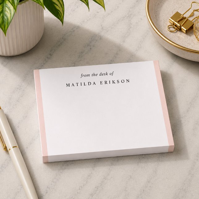 Feminine Elegant Chic Blush Pink Sticky Post-it Notes (From the desk of stationery sticky notes for coworkers, teachers, solopreneurs, and writers.)