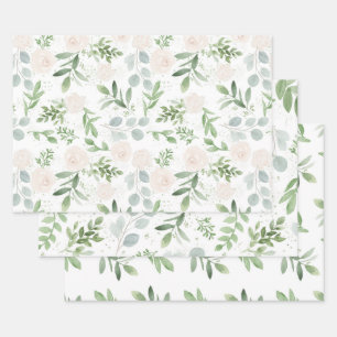 Feminine Eucalyptus & Blush Wrapping Paper Sheets