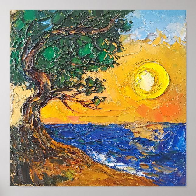Feminine Evening Sky Wall Art Condo Decor (Front)