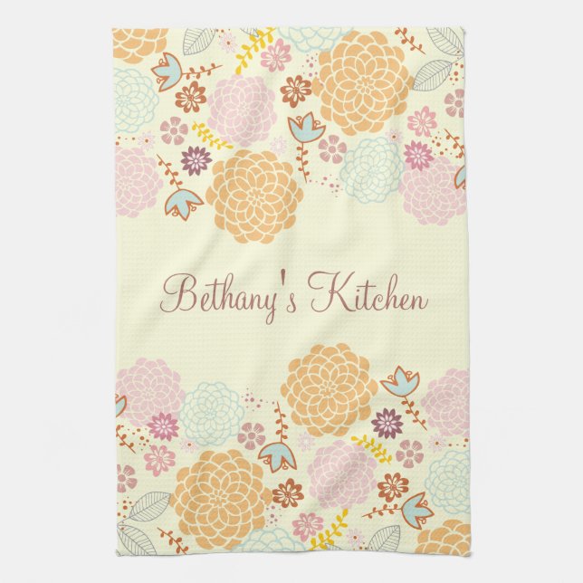 Feminine Fancy Modern Floral Kitchen Towel (Vertical)