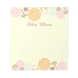 Feminine Fancy Modern Floral Personalized Notepad