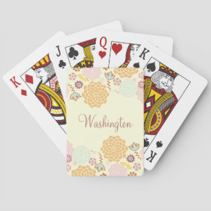Feminine Fancy Modern Floral Personalized Playing Cards